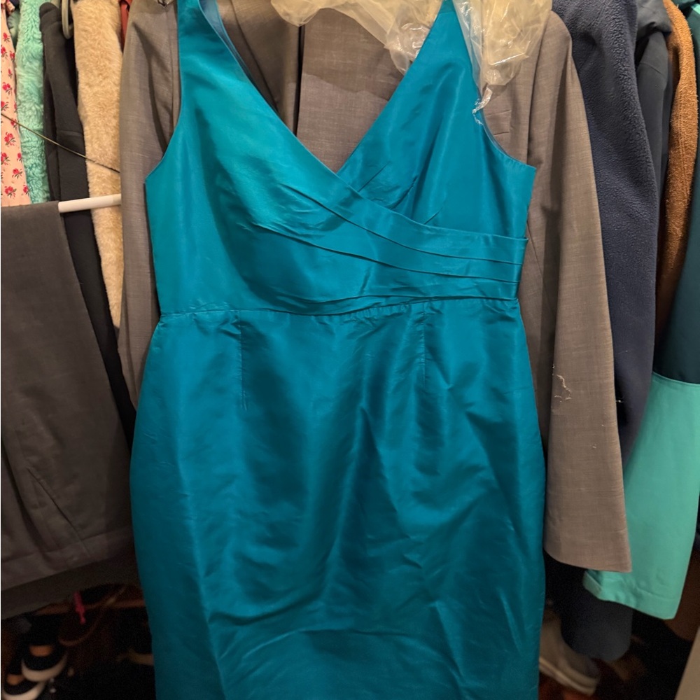 J. Crew Teal V-Neck Midi Dress